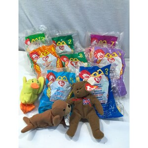 Vintage McDonalds happy meal toy lot, Ty Beanie babies, large lot 11 pieces, 1998 - 2000 years