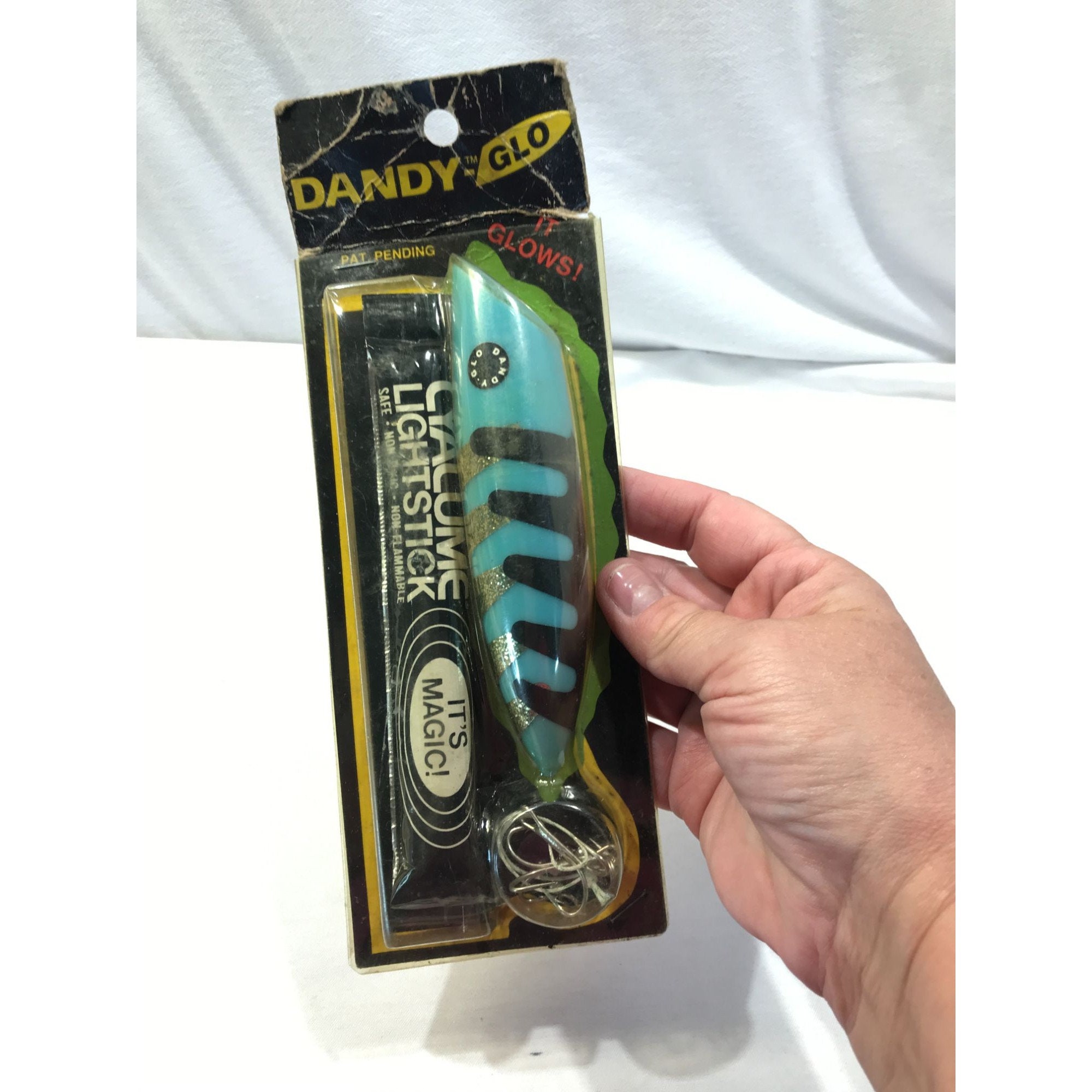 Vintage Fishing Lure, Dandy Glo Light up Lure, Large 5.5 Blue Lure in  Package 