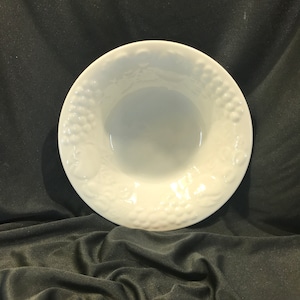 Philippe Richard rimmed soup bowl, white fruit design, 8&quot; porcelain bowl