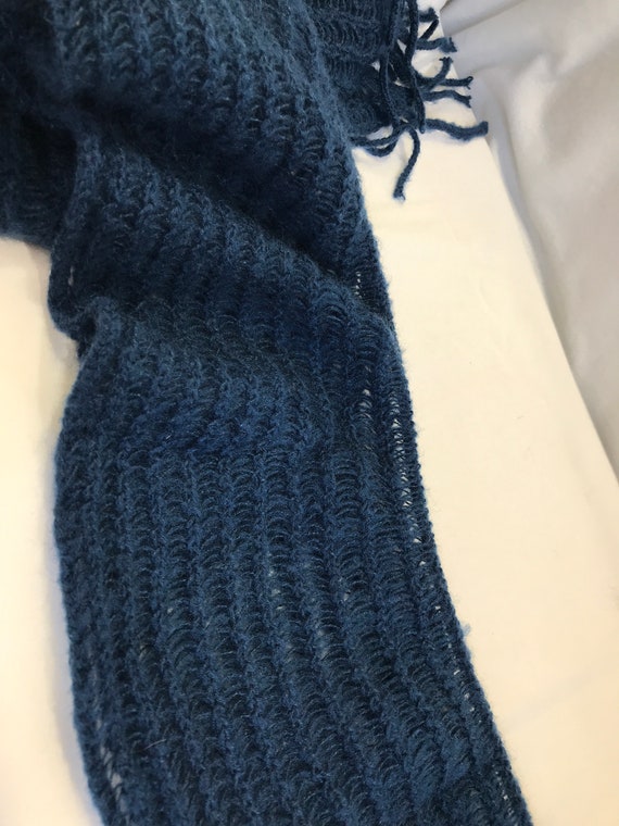Ladies winter scarf, 6" wide 88" long, dark blue … - image 7