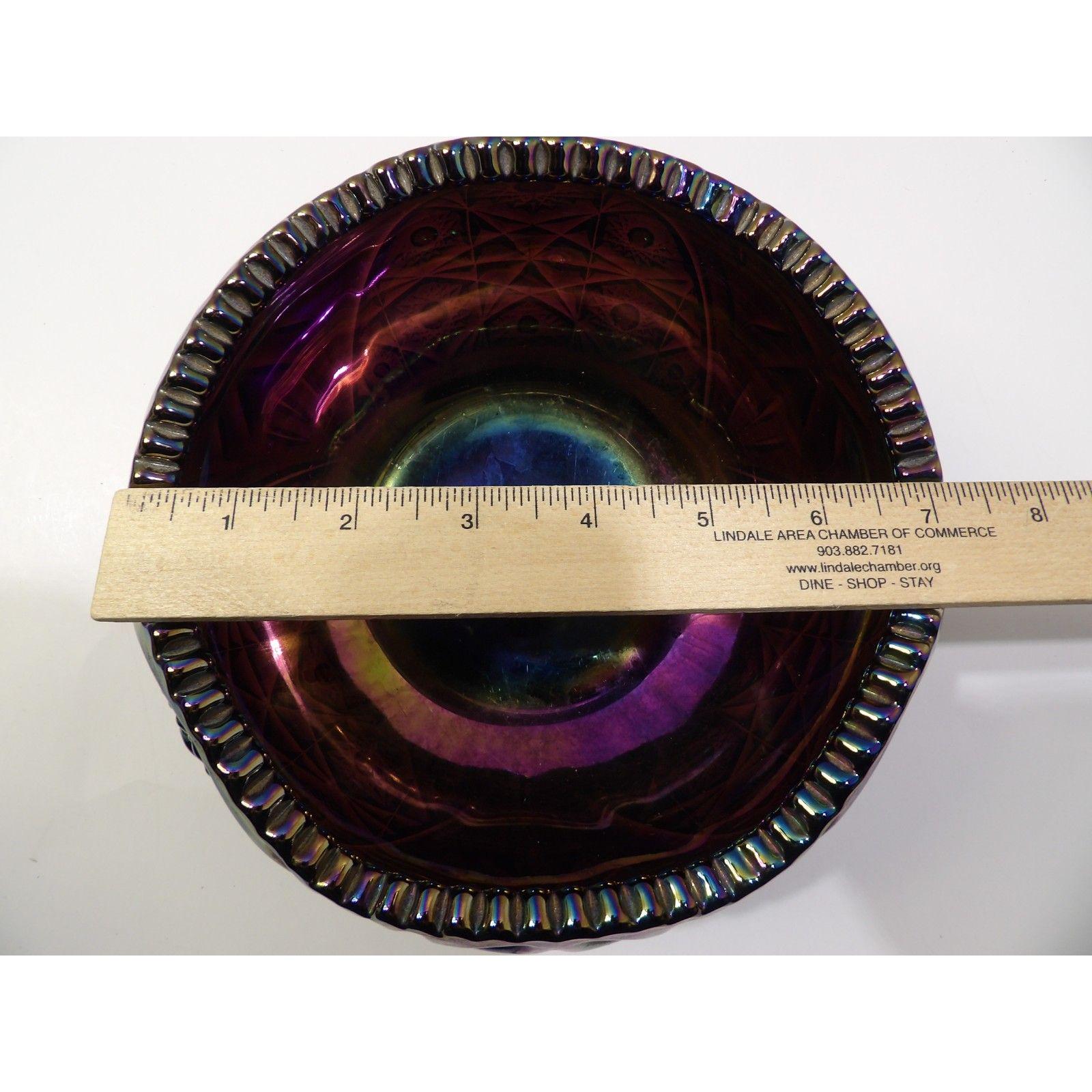 ヴィンテージ LE Smith Hobstar カーニバル ガラスボウル：虹色の装飾