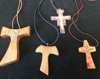 Tau Cross of St. Francis of Assisi, crucifix, Catholic cross, wooden, dove, Jesus, Tau, St. Francis, Catholic, Tau crucifix