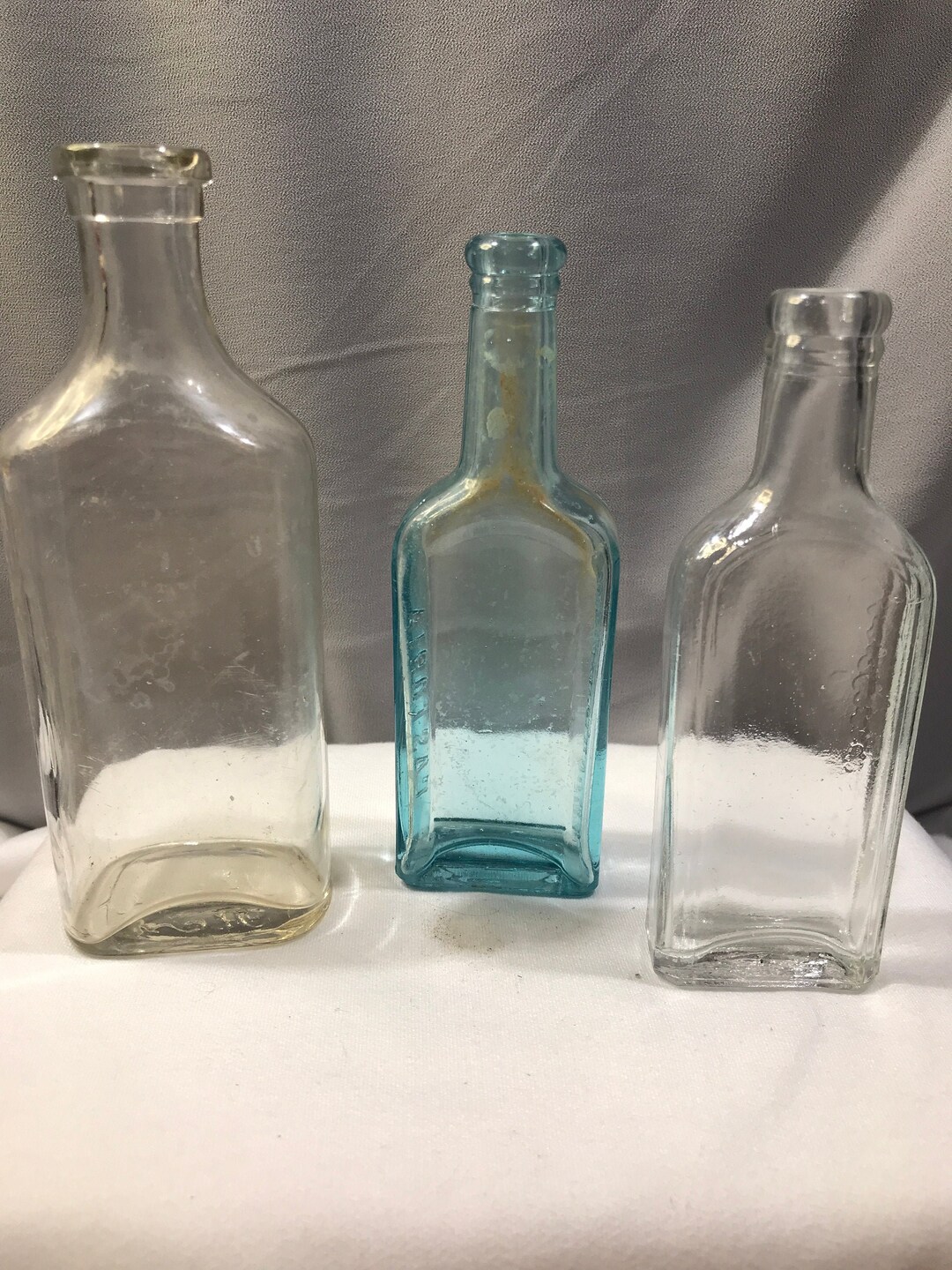 Vintage Bottle Lot, Old Medicine Bottles, Fletchers Castoria, Blue