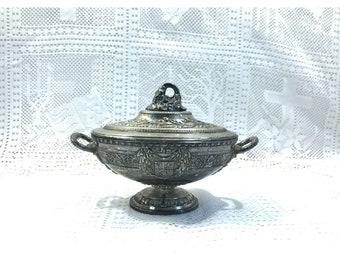 Corbell & Co, bol de service soupière anglais en métal argenté C and Co, plat à couvercle vintage