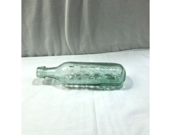 Antique round bottom bottle, Ross's Belfast Ireland green glass torpedo bottle, 9" long