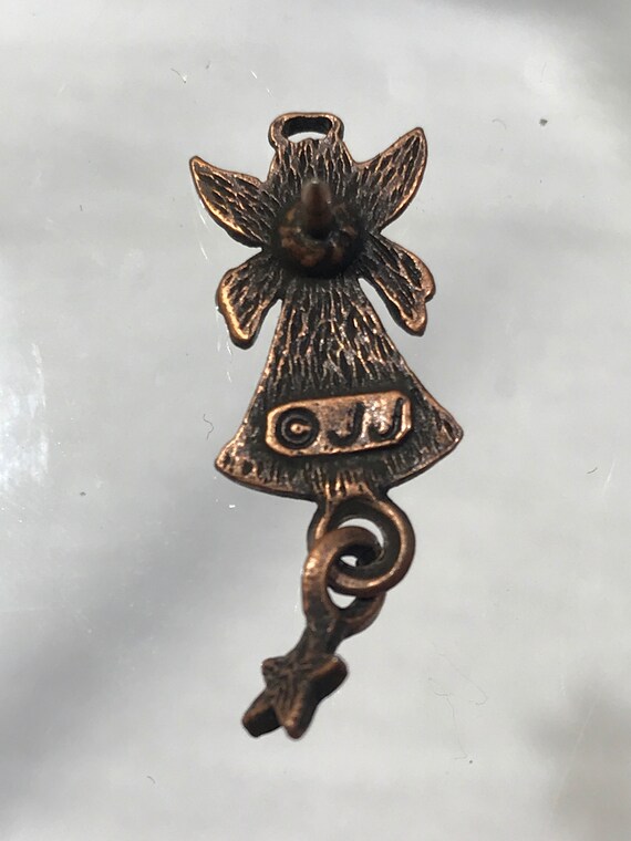 Angel pin, vintage tiny angel pin, small copper o… - image 9