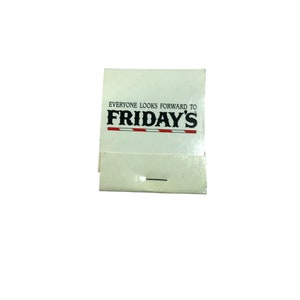 Vintage matchbook with matches, TGI Friday&#39;s, Everyone looks forward to Fridays, red white black, old matchbook
