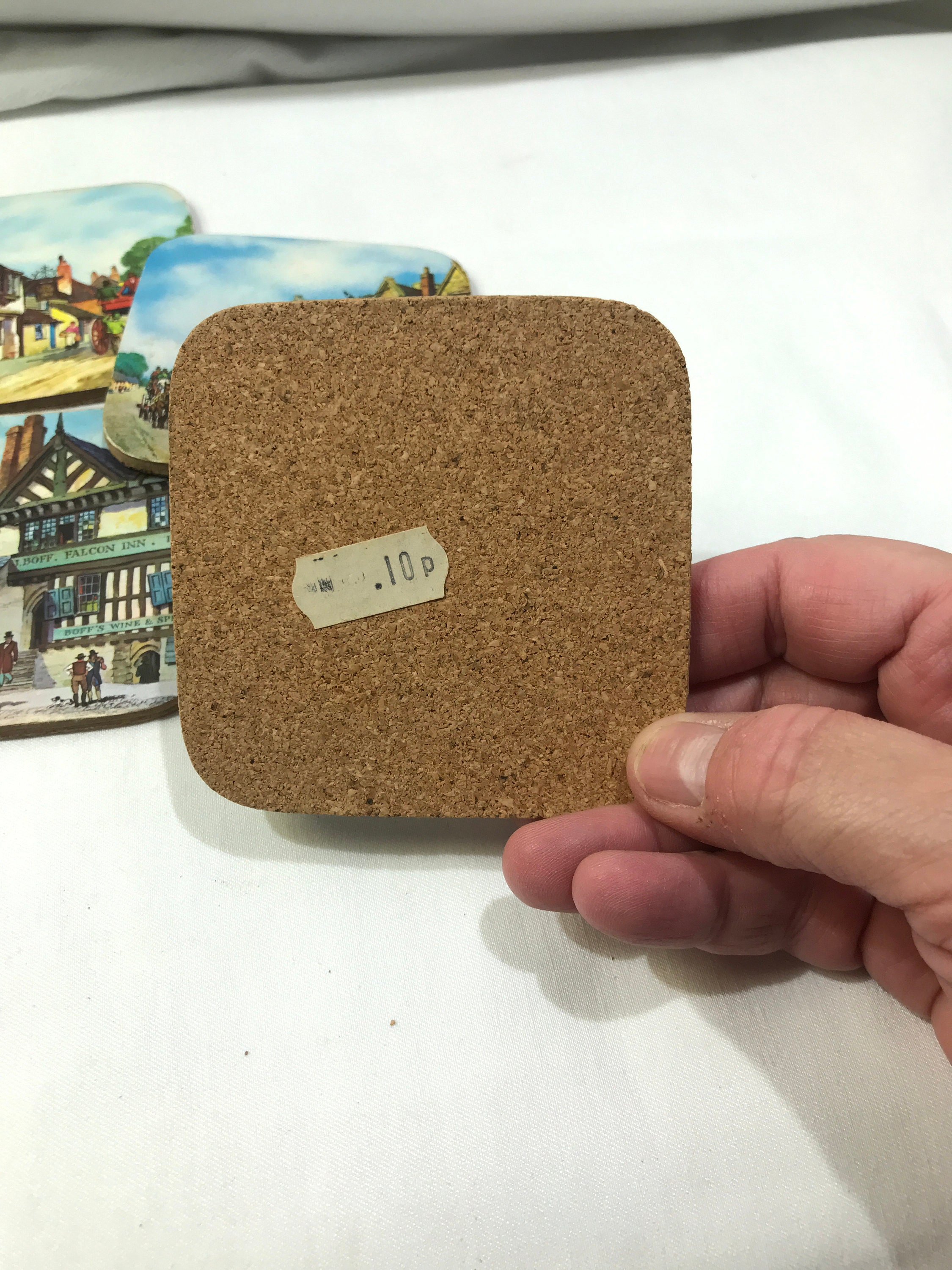 Ensemble de 6 sous-verres en liège vintage Stately Homes