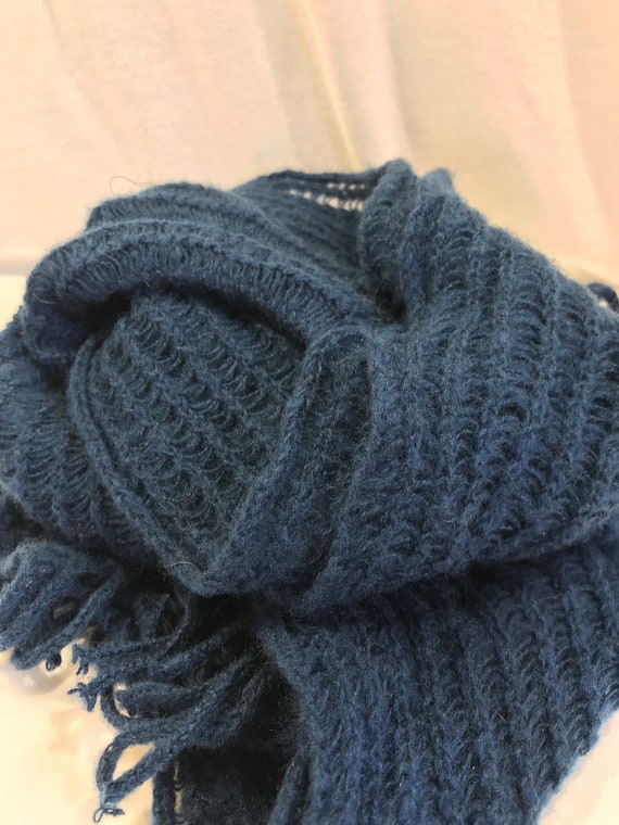 Ladies winter scarf, 6" wide 88" long, dark blue … - image 4