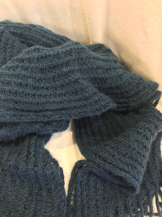 Ladies winter scarf, 6" wide 88" long, dark blue … - image 6