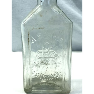 Vintage AS Hinds medicine bottle, Made in USA, clear glass antique apothecary pharmacy bottle