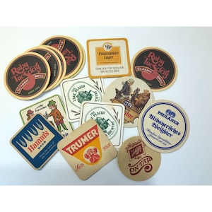 Vintage beer coaster lot, German lager, ale drink coasters, 15 pieces