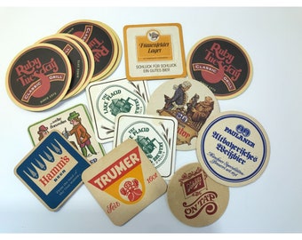 Vintage beer coaster lot, German lager, ale drink coasters, 15 pieces