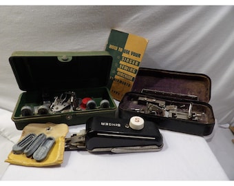 Vintage Singer sewing machine attachments lot, 20+ pieces, Singer model 115