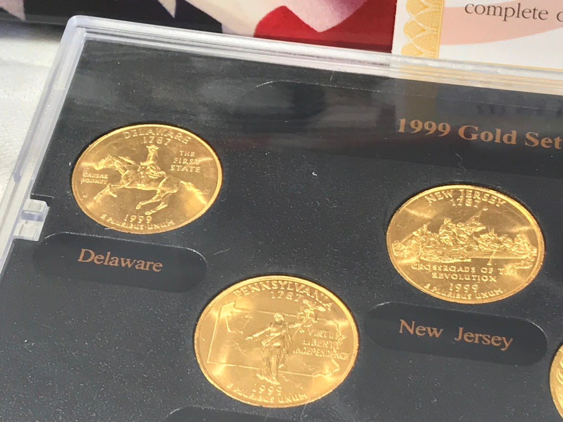1999 Gold Edition State Quarter Collection gold coins Etsy