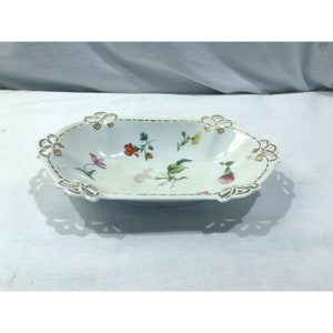 MZ Austria feines Porzellan ovale kleine Schale mit Goldrand, Blumenmuster Gemüseschälchen