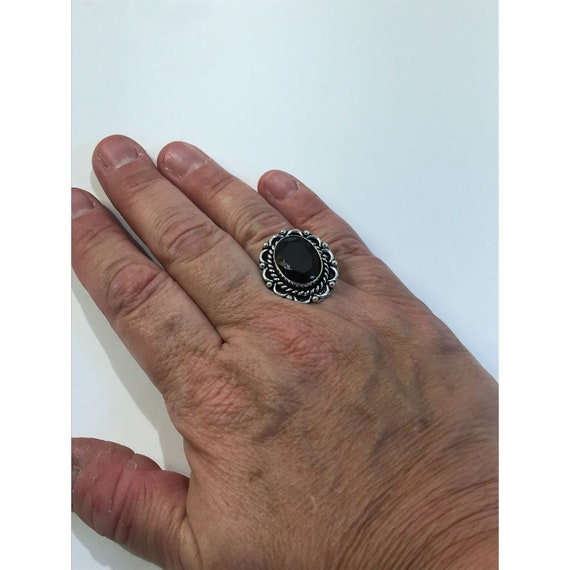 Garnet ring, German silver, deep red gemstone rin… - image 9
