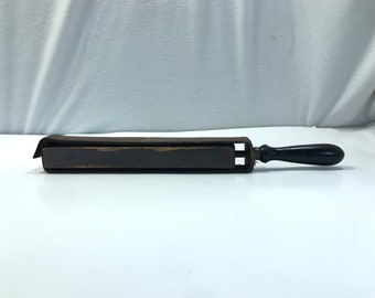 Vintage straight razor sharpening strop, barber strop, leather sides wood handle