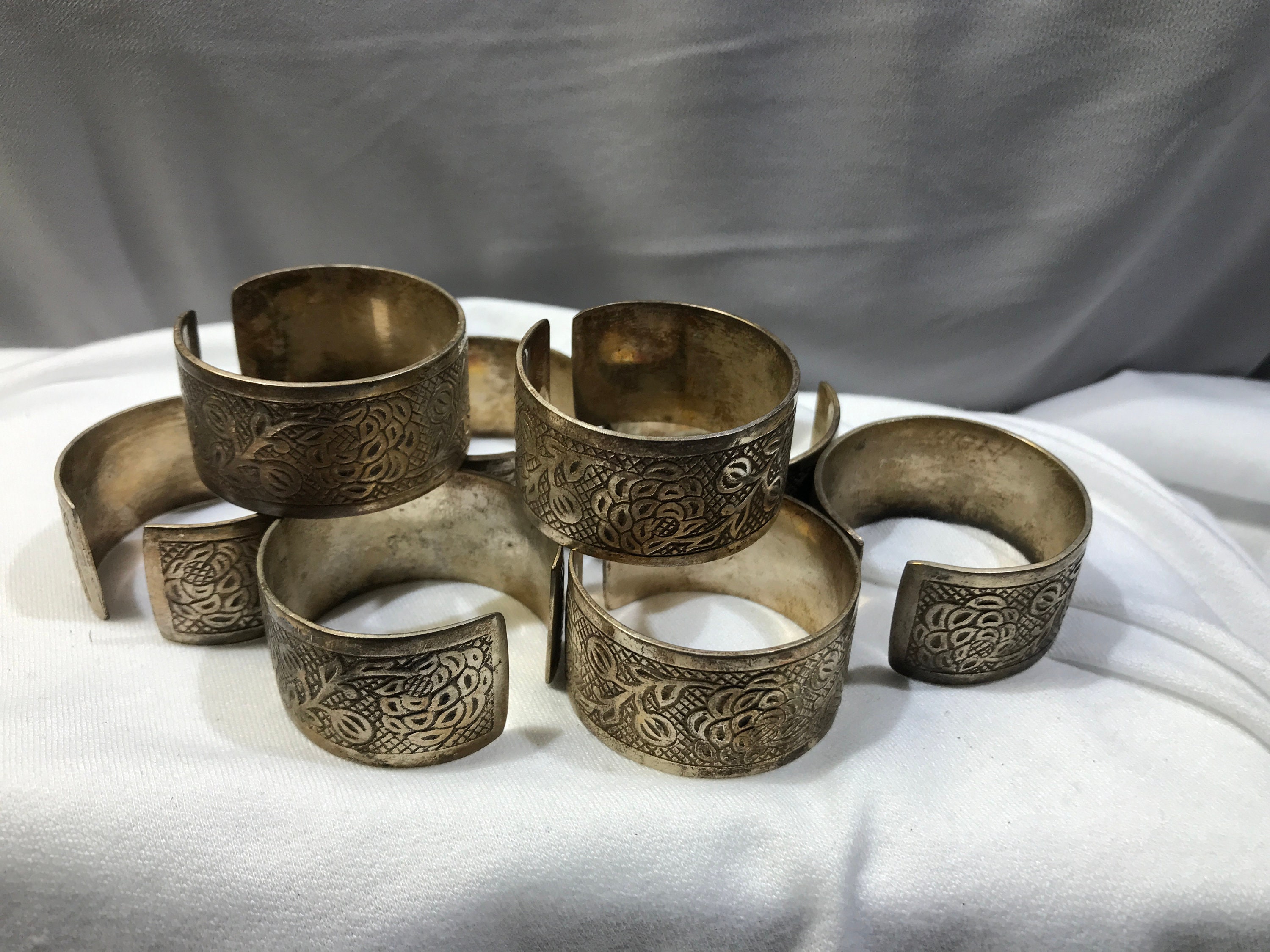 Silver napkin ring set vintage sterling silver set of 8 cloth Etsy
