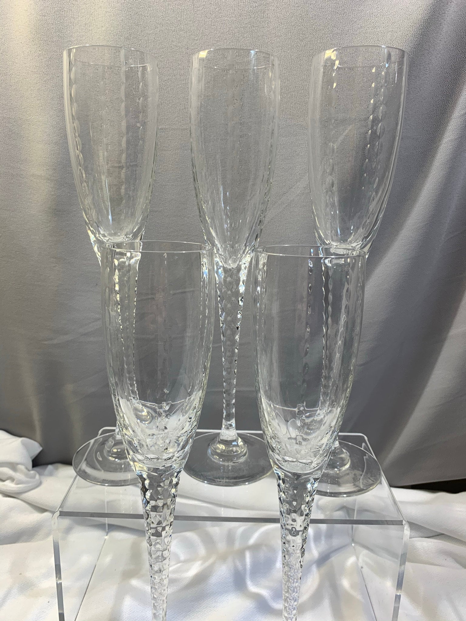 Crystal Flute Set Vintage Crystal Textured Champagne Flutes Etsy UK