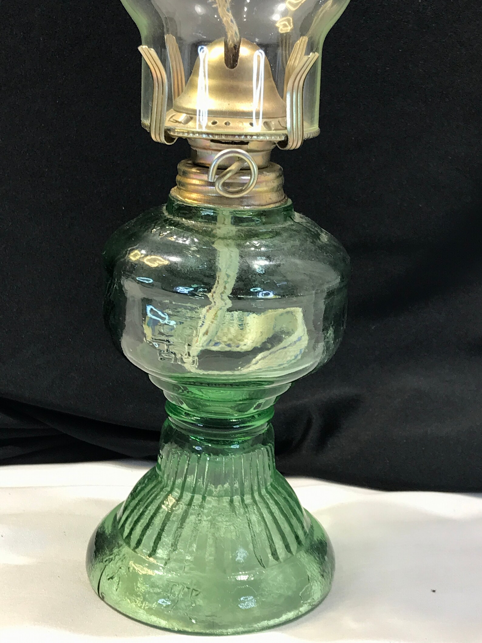Light Green Glass Hurricane Oil Lamp and Glass Globe Vintage Etsy