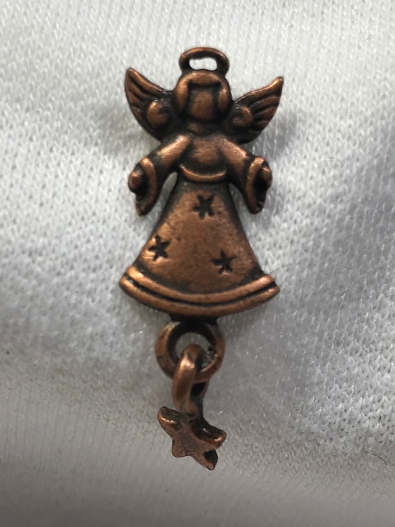 Angel pin, vintage tiny angel pin, small copper o… - image 8