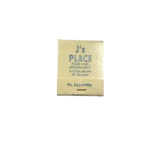 Vintage matchbook, J&#39;s Place, food and refreshment, Seneca, match book cover