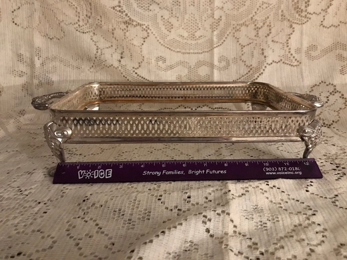 Silver Serving Tray With Lid Vintage Footed Silverplate Etsy