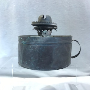 Antique E Miller Co. Metal Oil Lamp Base, Adjustable Wick, USA Made