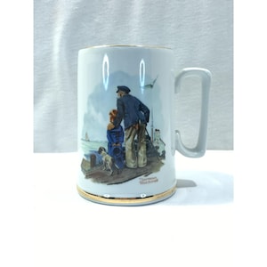 Vintage Norman Rockwell Museum mug, coffee cup, Looking Out to Sea, 1985, 12 oz, 4.5&quot; tall