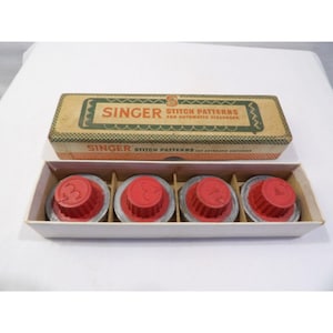 Vintage Singer Stitch Patterns for Automatic Zigzagger, 4 pieces in original box