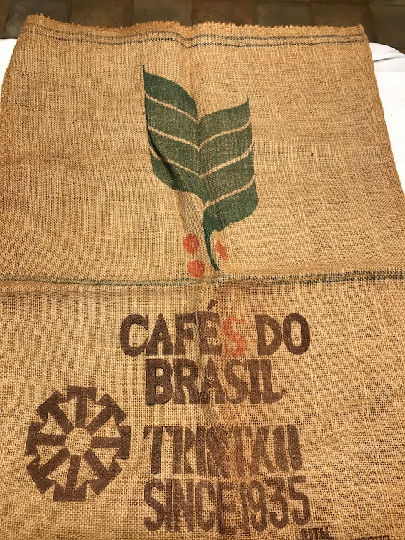 Cafes Do Brasil Burlap Large Coffee Bean Bag Sack Jute