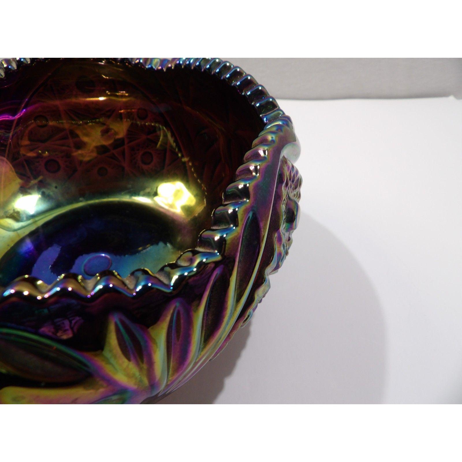 ヴィンテージ LE Smith Hobstar カーニバル ガラスボウル：虹色の装飾