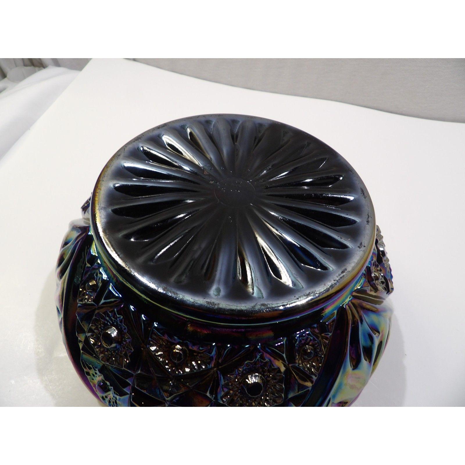 ヴィンテージ LE Smith Hobstar カーニバル ガラスボウル：虹色の装飾