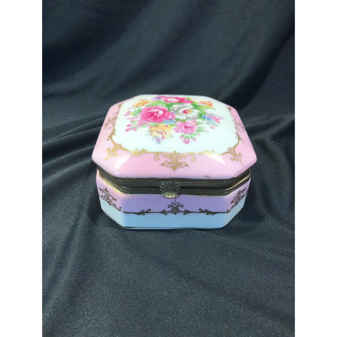 Ardco Dallas Pink Floral Porcelain Trinket or Jewelry Box Etsy