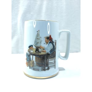 Vintage Norman Rockwell Museum mug, coffee cup, For a Good Boy, 1985, 12 oz, 4.5&quot; tall