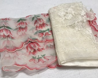 Lot de napperons, napperons vintage en tissu transparent, dentelle blanche, ensemble de mouchoirs, 2 pièces, décoration de table ou de chambre délicate