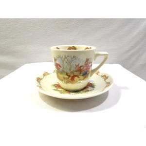 Tazza e piattino in porcellana fine inglese Bunnykins di Royal Doulton