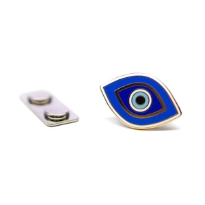 Nazar Evil Eye Cheshm Enamel Lapel Pin with Magnetic Backing for jacket, backpack, memorial, clothes, bag, shirt