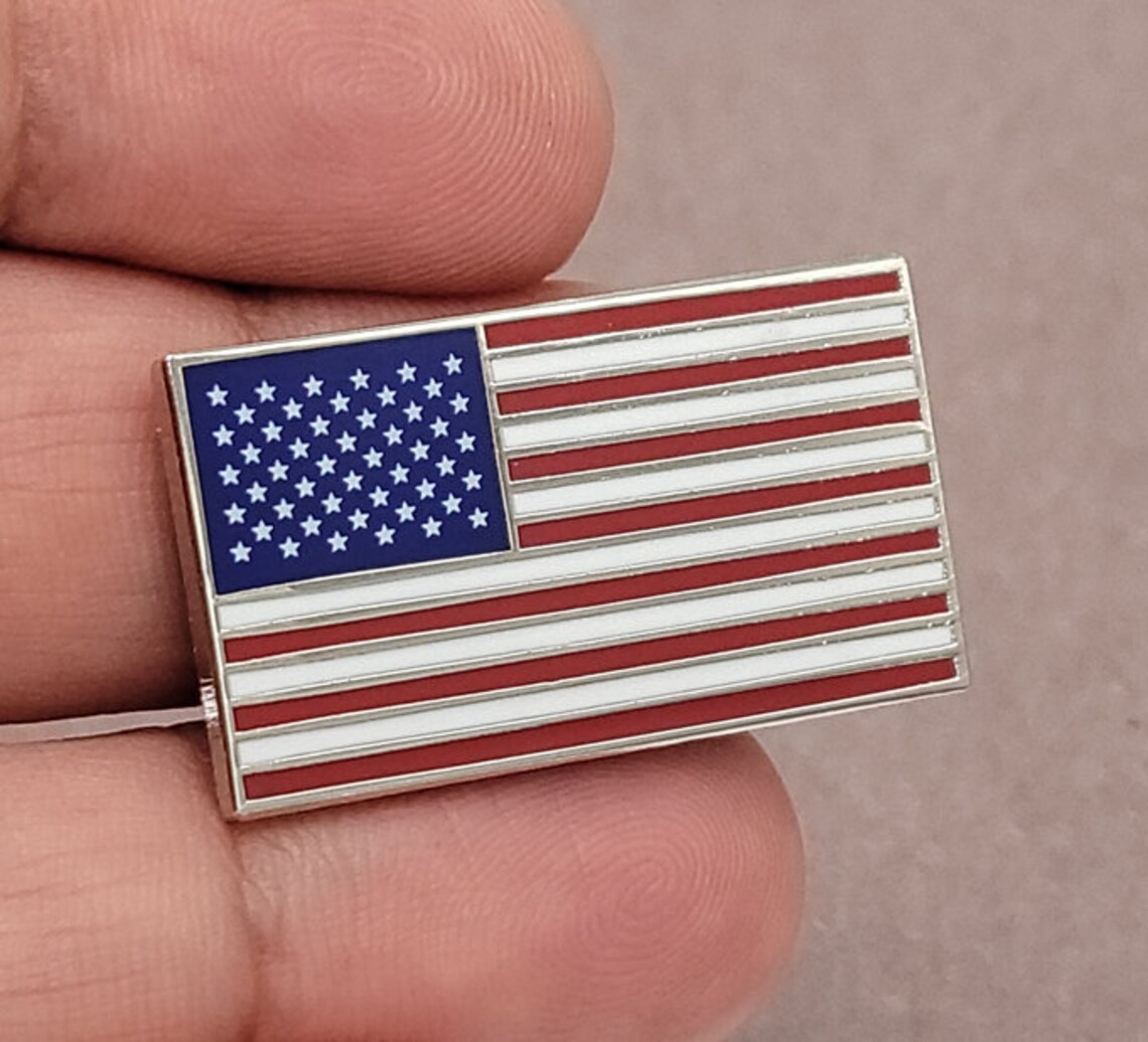 American USA Flag Enamel Lapel Pin with Backing for Etsy