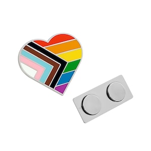 Heart Progressive Pride LGBTQ Rainbow Inclusive Intersexual Bisexual Valentine Enamel Lapel Pin with Strong Magnetic Backing for jacket, cap
