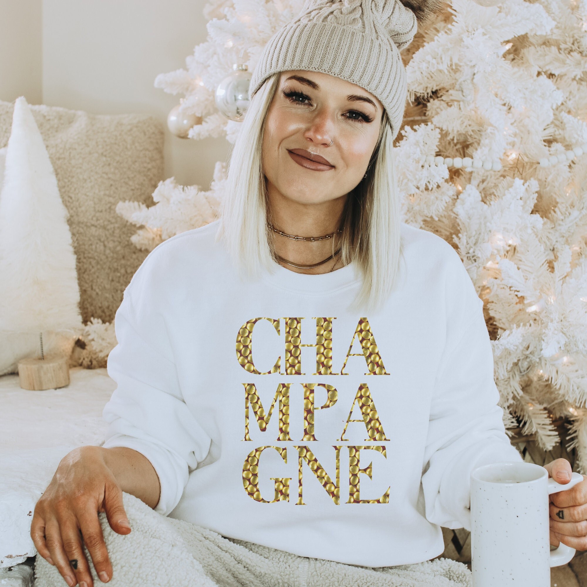 New Year's Champagne Sweatshirt Women's 
