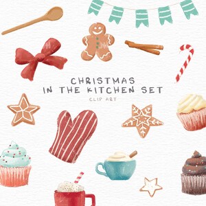 Christmas in the kitchen clip art set, christmas baking clip art, christmas holiday baking clipart images to download