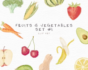 Fruits and Veggies clip art - set #1 - clip art for cooking or cook book, food illustrations, clip art food, fruit and vegetable png images