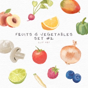 Obst und Gemüse Clip Art - Set # 2 - Clip Art für Kochen oder Kochbuch, Essen Illustrationen, Clip Art Essen, Obst und Gemüse png Bilder