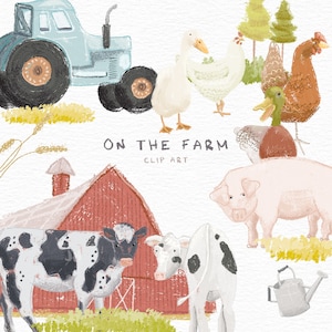 Clipart animaux de ferme, ensemble de 28, ensemble numéro 1, fichiers clipart téléchargeables instantanés, clipart, téléchargement numérique