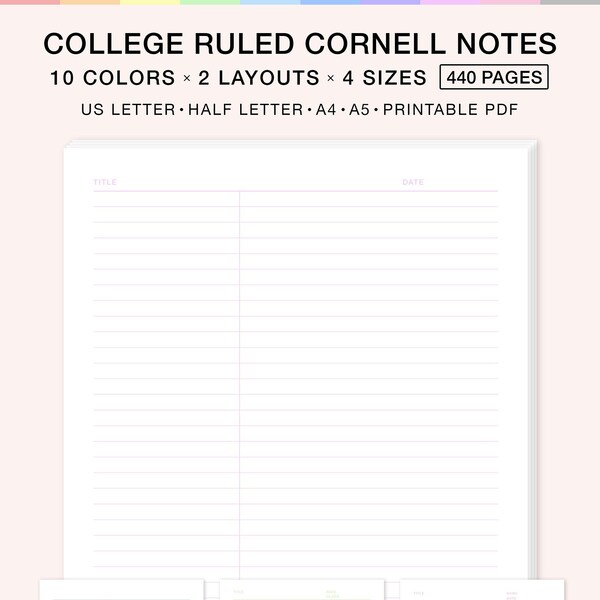 Ruled College Goodnotes Template Etsy