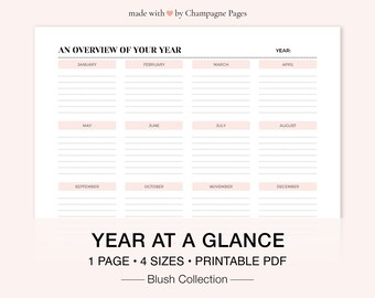 Printable Undated Year Planner, GoodNotes Template (PDF)