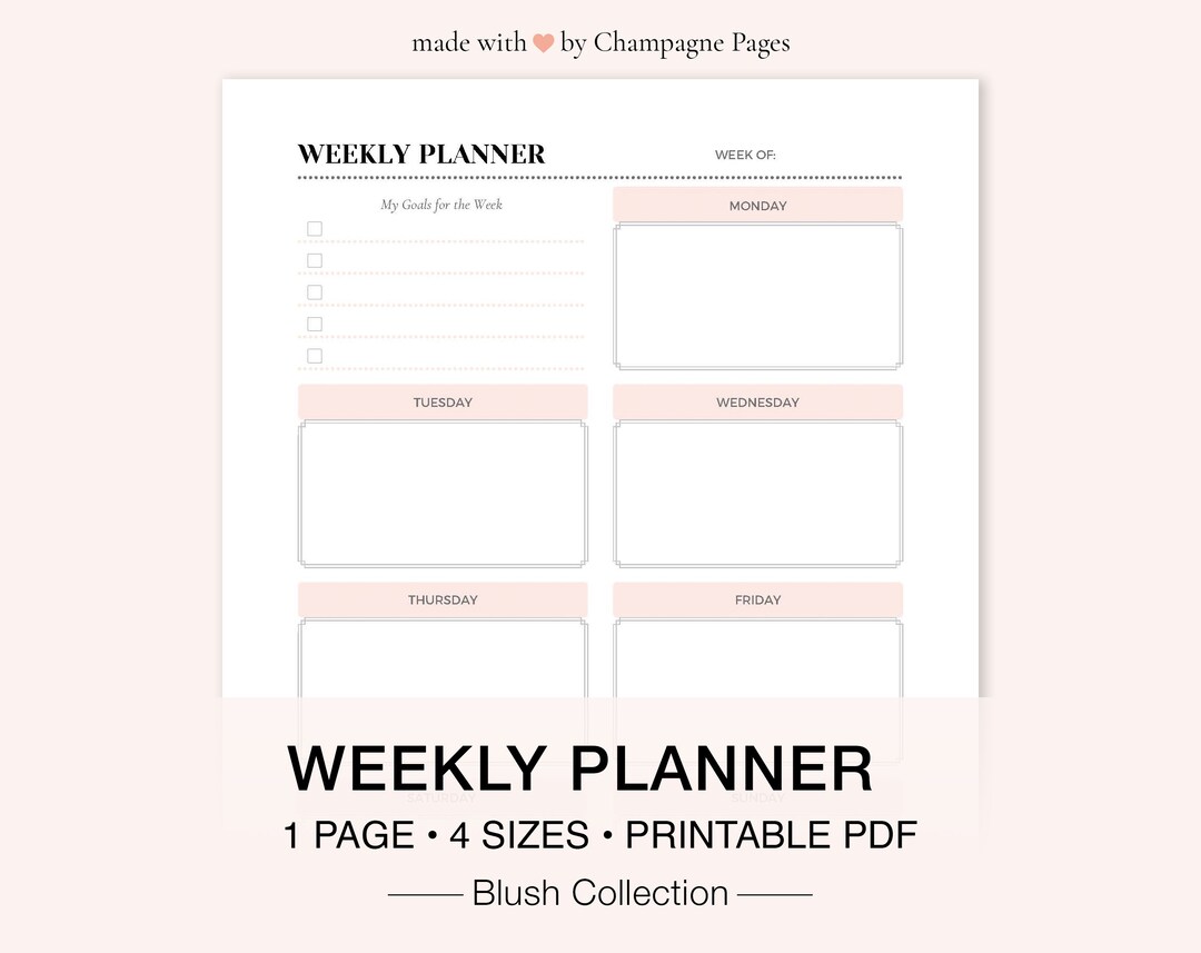 Floral Weekly Planner Printable, A5 A4 Letter Sizes (PDF Download) - Etsy