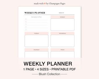 Floral Weekly Planner Printable, A5 A4 Letter Sizes (PDF Download)